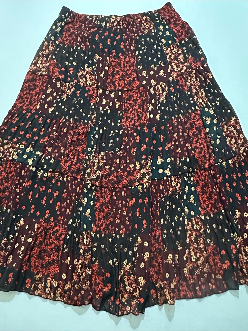 Nashalyly Boho Floral Tiered Maxi Skirt 2XL